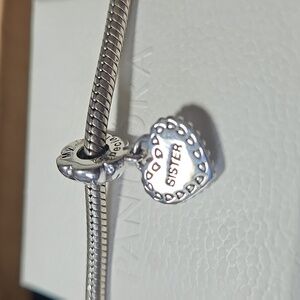 Pandora Sterling Silver Dangle Heart Charm, "My Special Sister"